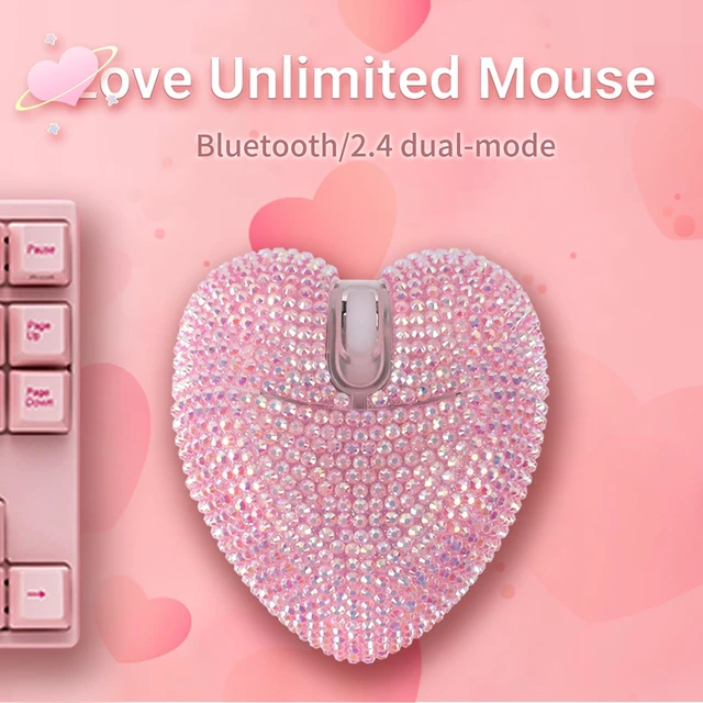 Alt view image 3 of 6 - Stylish Heart-Shaped Wireless Bluetooth Mouse Rechargeable, Silent, RGB Light and Perfect for Laptop & PC