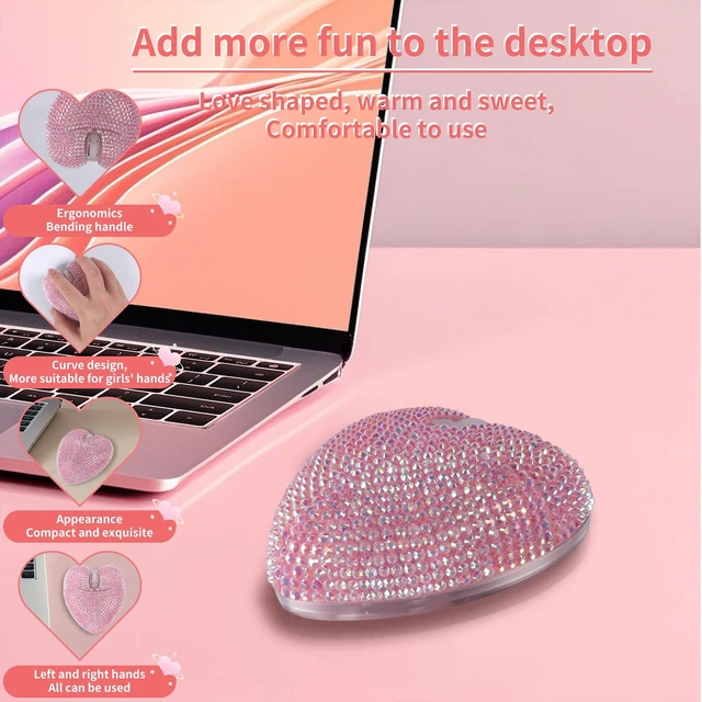 Alt view image 5 of 6 - Stylish Heart-Shaped Wireless Bluetooth Mouse Rechargeable, Silent, RGB Light and Perfect for Laptop & PC