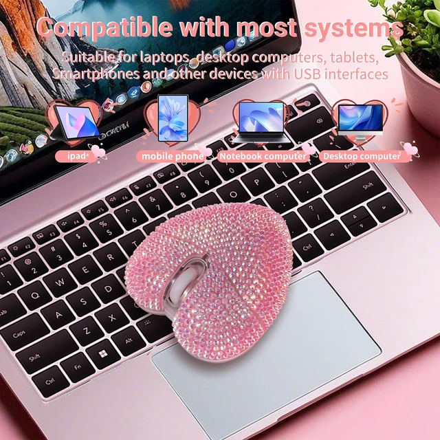 Alt view image 4 of 6 - Stylish Heart-Shaped Wireless Bluetooth Mouse Rechargeable, Silent, RGB Light and Perfect for Laptop & PC