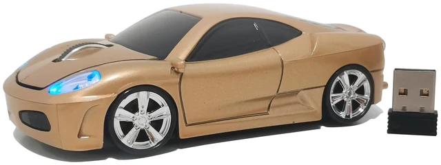 Main image of Wireless Car Mouse, Sport Car Shaped Mouse Mice for Computer, Laptop, PC, Mac with LED Light (Gold)