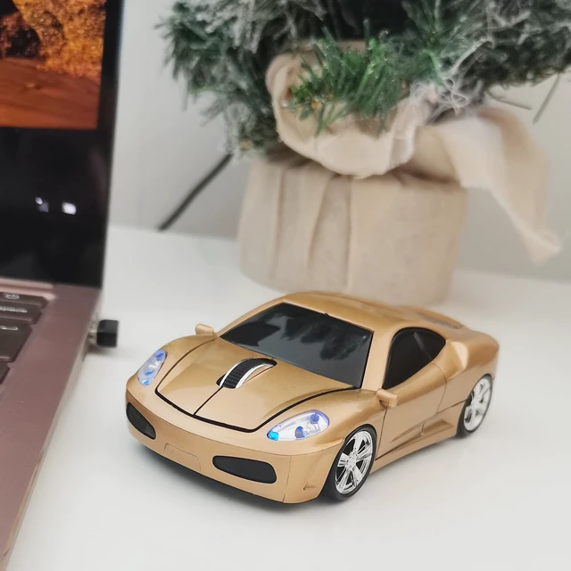 Alt view image 2 of 7 - Wireless Car Mouse, Sport Car Shaped Mouse Mice for Computer, Laptop, PC, Mac with LED Light (Gold)