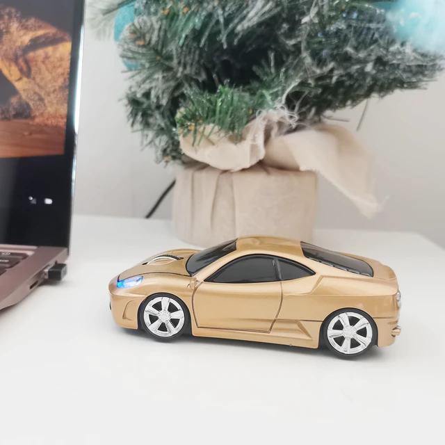 Alt view image 3 of 7 - Wireless Car Mouse, Sport Car Shaped Mouse Mice for Computer, Laptop, PC, Mac with LED Light (Gold)