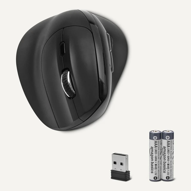 Alt view image 6 of 7 - 6-Button Vertical Wireless Mouse for Laptop & Desktop PC, Right-Handed, Adjustable DPI, Medium to Large Palm Sizes, Black