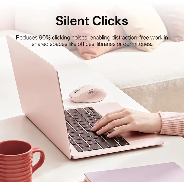 Alt view image 4 of 7 - M680 Wireless Mouse - for Small to Medium Hands, Bluetooth 5.0/4.0 + 2.4GHz Tri-Mode Multi-Device Mouse, Free-Spin Scroll, Horizontal Wheel, Silent Clicks, 4800 DPI, 2-Year Battery