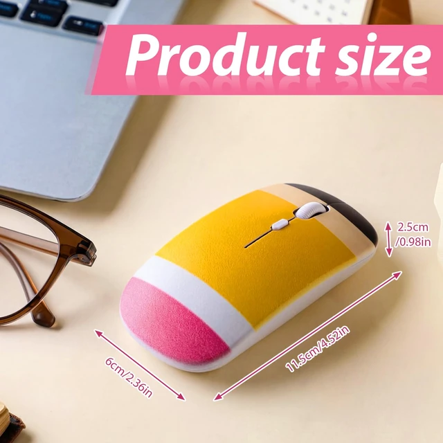Alt view image 2 of 6 - Wireless Pencil Mouse, Silent Click Portable for Laptop | Cute Pencil Design, Lightweight and Portable, Back to School Supply, Teacher Appreciation Gift, 2 Aaa Batteries Not Included