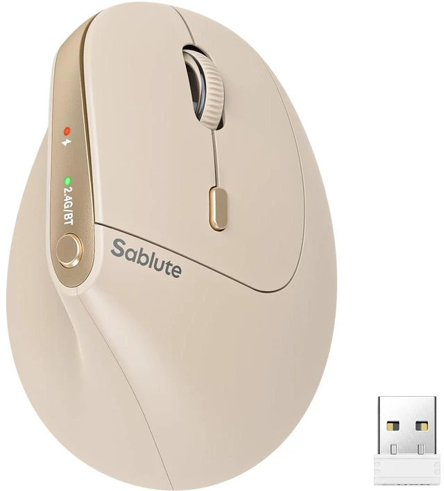 Main image of MAM3 Ergonomic Mouse, Bluetooth Mouse for Small and Medium Hands | Vertical Mouse with 3-Device Bluetooth, Rechargeable Battery and 4 Adjustable DPI for Laptops, Windows and MacOSBeige