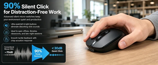Alt view image 6 of 7 - Wireless Mouse, Bluetooth Mouse - Rechargeable Matte Black | Dual Mode - BT5.2 & 2.4G,Long Lasting,Silent Slim Portable Mouse for Laptop,PC,Tablet,MacBook,iPad,Apple Devices