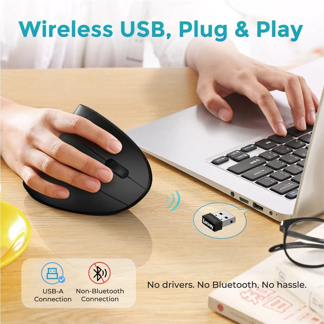 Alt view image 4 of 7 - Ergonomic Mouse, Rechargeable Vertical Wireless Mouse, Comfort Grip | Long Battery Life, USB-C Charging, Quiet Click, Carpal Tunnel Support, 2.4G Wireless, 3DPI 800/1200/1600, for Laptop, Mac, PC