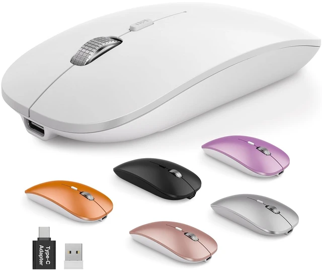 Main image of Mouse for MacBook Wireless Bluetooth Mice Laptop Mac iPad Tri-Mode | Bluetooth 5.2 + 2.4GHz, Connect 3 Devices, Silent Click, USB-C Charging, 3 DPI Levels, MacBook, iPad & Windows Compatible