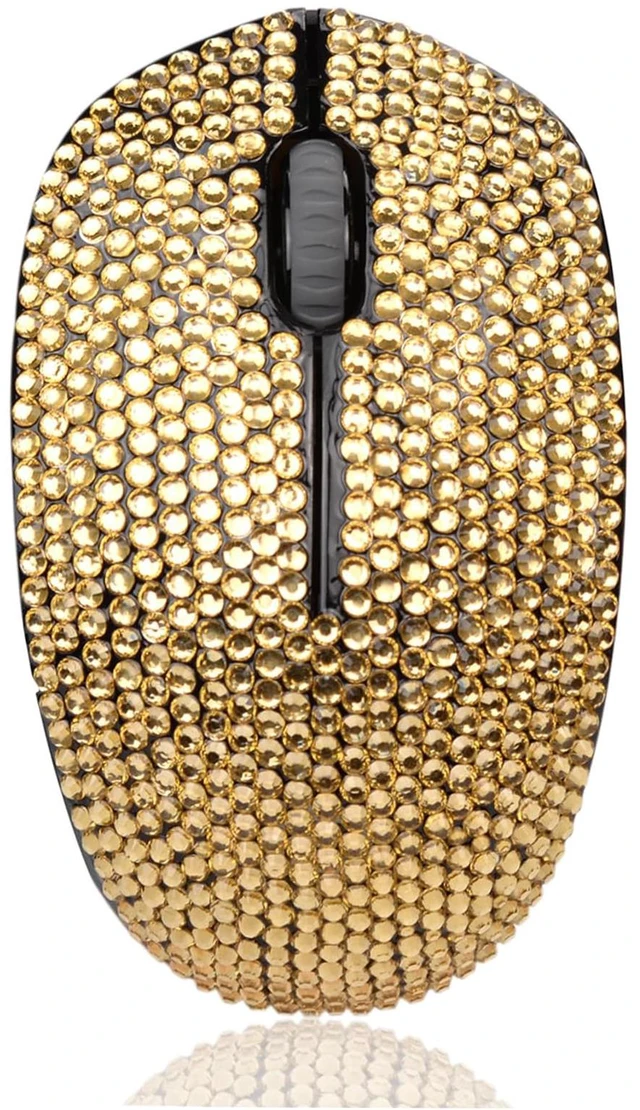 Main image of Diamond Crystal Handmade Bling Dazzling Wireless Mouse, 2.4G Noiseless Mouse with USB Receiver Portable Computer Mice for PC, Tablet, Laptop, Notebook - Gold