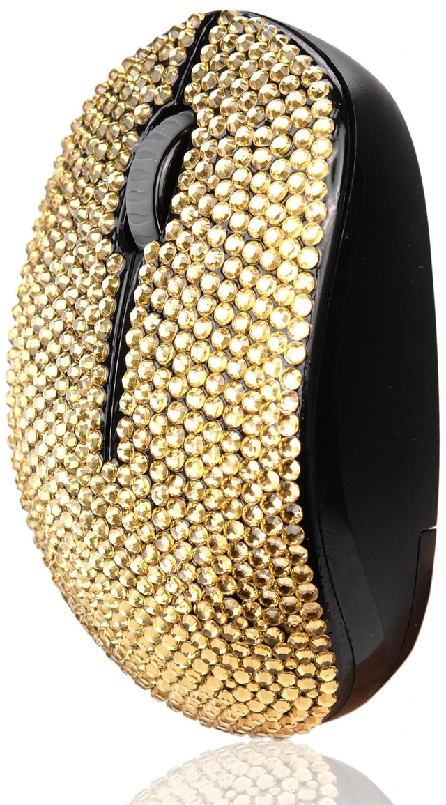 Alt view image 2 of 6 - Diamond Crystal Handmade Bling Dazzling Wireless Mouse, 2.4G Noiseless Mouse with USB Receiver Portable Computer Mice for PC, Tablet, Laptop, Notebook - Gold