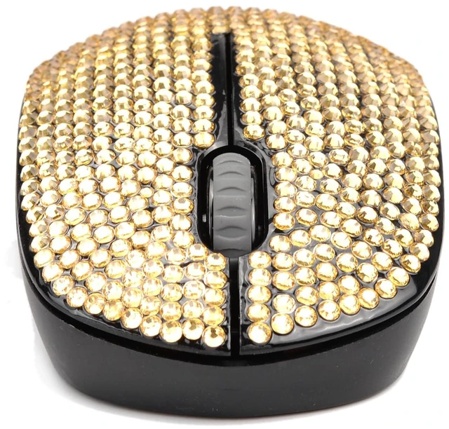 Alt view image 3 of 6 - Diamond Crystal Handmade Bling Dazzling Wireless Mouse, 2.4G Noiseless Mouse with USB Receiver Portable Computer Mice for PC, Tablet, Laptop, Notebook - Gold