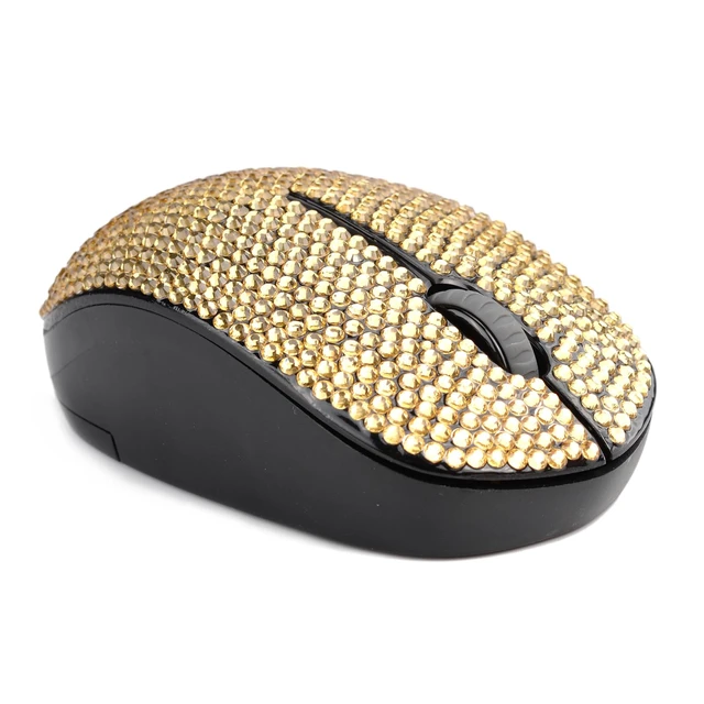 Alt view image 4 of 6 - Diamond Crystal Handmade Bling Dazzling Wireless Mouse, 2.4G Noiseless Mouse with USB Receiver Portable Computer Mice for PC, Tablet, Laptop, Notebook - Gold