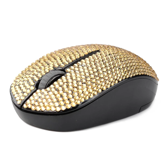 Alt view image 5 of 6 - Diamond Crystal Handmade Bling Dazzling Wireless Mouse, 2.4G Noiseless Mouse with USB Receiver Portable Computer Mice for PC, Tablet, Laptop, Notebook - Gold