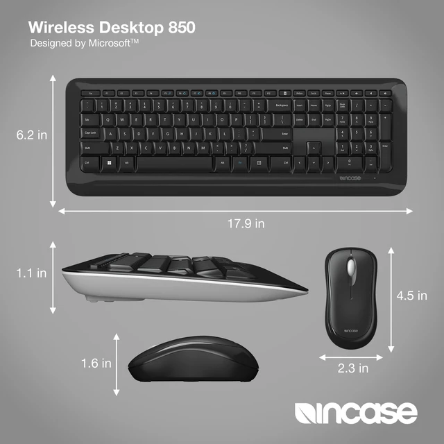 Alt view image 4 of 7 - Desktop 850 Keyboard & Mouse Combo Designed by Microsoft Wireless Connection, Precision Tracking, Wireless AES 128-Bit Encryption, Windows Shortcut Keys, Ambidextrous Design Black