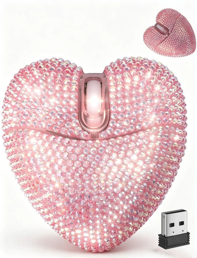 Main image of Wireless Bluetooth Mouse Cute Pink Love Heart Shinning Led Light Silent Portable Lightweight USB Optical Cordless Dual Mode Mice for PC Laptop Computer Tablet Mac MacBook Pro Kids Girls Women Gift