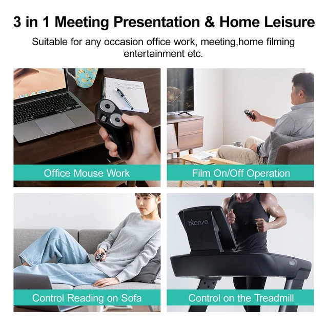 Alt view image 3 of 7 - Bluetooth + 2.4G Wireless Handheld Mouse, 3 in 1 Presentation Clicker, Remote Air Mouse with Scroll, Portable Finger Mice, Rechargeable PPT Slide, Compatible with Mac, PC, Laptop, Phone, Tablet