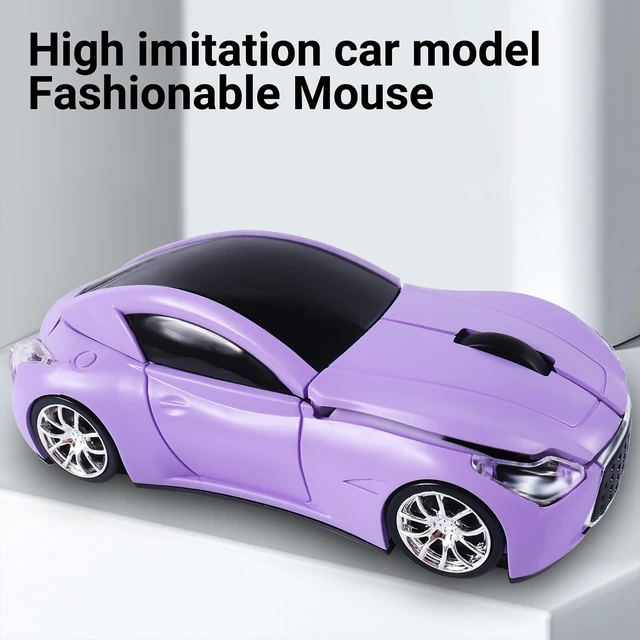 Alt view image 4 of 6 - Wireless Mini Mouse with Case - Cute Sports Car Shape, Lightweight & Portable, 10m Range, Plug and Play (Purple)