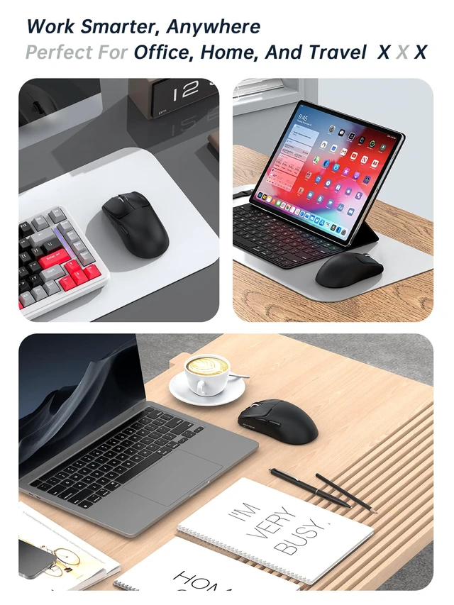 Alt view image 7 of 7 - 53g Wireless Mouse, Bluetooth 5.1 & 2.4GHz Dual Mode, Black | USB-C Rechargeable, Silent Click, 3 DPI Levels, Side Buttons, Comfortable low-profile keys for Laptop, PC, MacBook