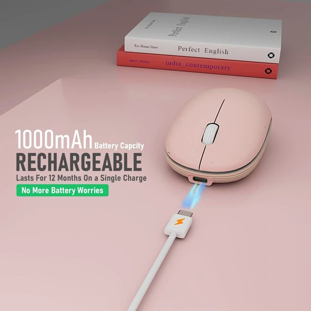 Alt view image 4 of 7 - Wireless Mouse (Bluetooth+2.4G) Rechargeable Portable Silent Quiet Computer Mouse with 4000 DPI for Laptop/PC/Mac/MacBook/Chromebook/Surface Pro/iPad/Tablet Ambidextrous (Pink)