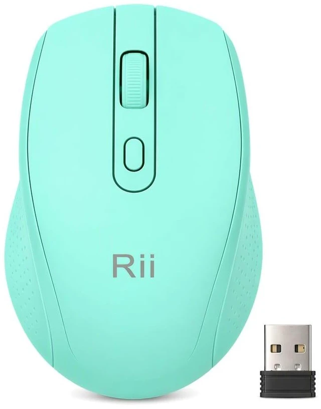Main image of RM213 Rechargeable Wireless Mouse, Bluetooth 5.1 + 2.4G Dual Mode (Receiver Included), 65g Travel Mouse for Laptop MacBook Tablet PC, USB-C, 3 DPI Levels, Mint Green