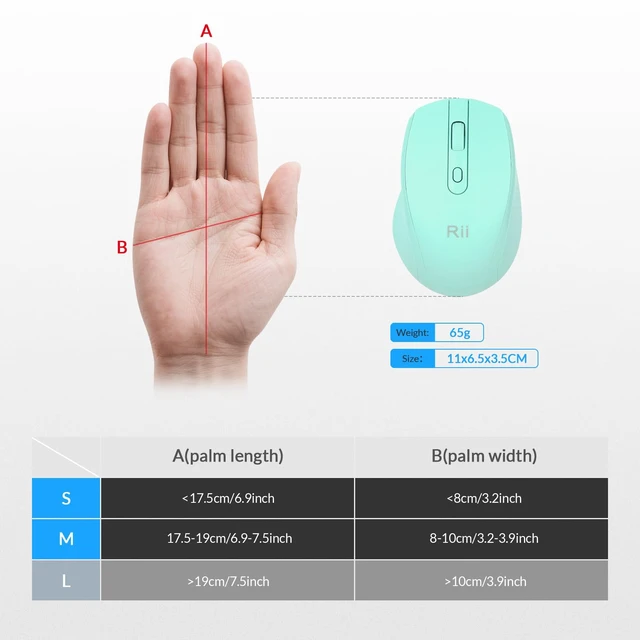 Alt view image 4 of 7 - RM213 Rechargeable Wireless Mouse, Bluetooth 5.1 + 2.4G Dual Mode (Receiver Included), 65g Travel Mouse for Laptop MacBook Tablet PC, USB-C, 3 DPI Levels, Mint Green