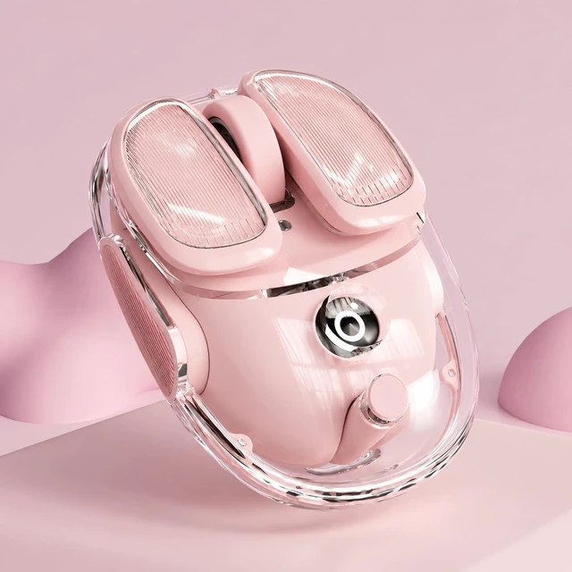 Main image of Wireless Bluetooth Mouse, Rechargeable, Clear, Silent Click for Small Hand | Dual Mode Bluetooth & 2.4G, Multi-Device, Compact, 4800 DPI, Cute Computer Mice for Laptop, PC, MacBook, iPad-Pink, EWEADN