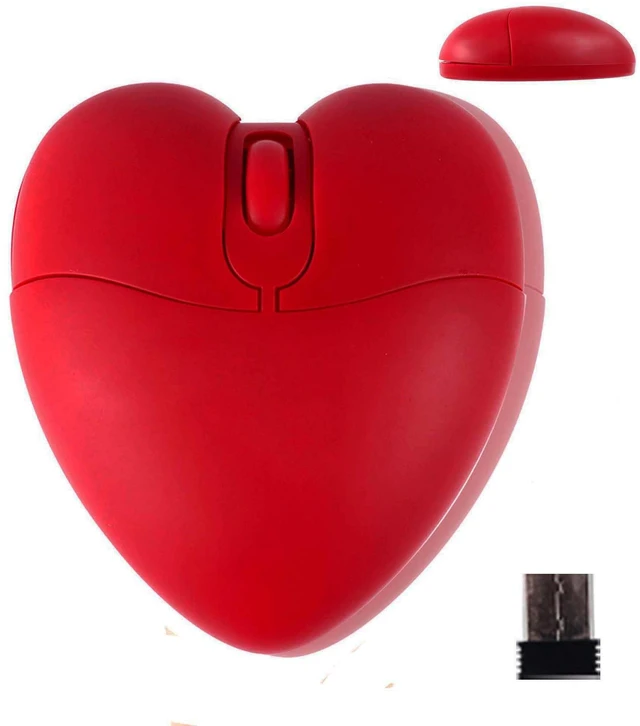 Main image of Wireless Bluetooth Mouse Cute Heart Shape Dual-Mode (2.4G+BT), Lightweight and Portable, 1000DPI, 3-Button Silent Optical Mouse, for Computers, Tablets, Notebooks, Kids Girls Women Lover Gifts(Red)