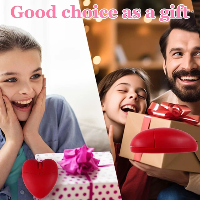 Alt view image 3 of 7 - Wireless Bluetooth Mouse Cute Heart Shape Dual-Mode (2.4G+BT), Lightweight and Portable, 1000DPI, 3-Button Silent Optical Mouse, for Computers, Tablets, Notebooks, Kids Girls Women Lover Gifts(Red)
