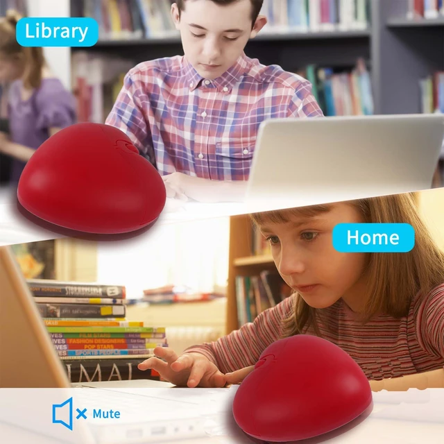 Alt view image 4 of 7 - Wireless Bluetooth Mouse Cute Heart Shape Dual-Mode (2.4G+BT), Lightweight and Portable, 1000DPI, 3-Button Silent Optical Mouse, for Computers, Tablets, Notebooks, Kids Girls Women Lover Gifts(Red)