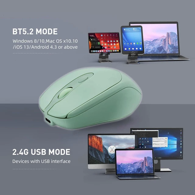 Alt view image 3 of 7 - Wireless Bluetooth Mouse USBC for MacBook Air Laptop, USB C Rechargeable Wireless Mouse Compatible with Mac Desktop/Surface Pro Portable Computer Mice (BT5.2/3.0, 2.4G USB A, Type-C)