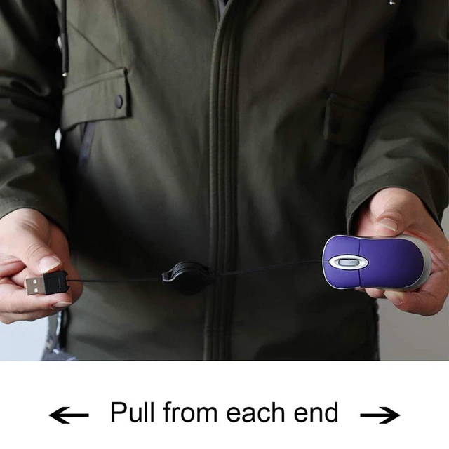 Alt view image 3 of 7 - Wired Mouse Mini Small Travel Mice with Retractable Cable Portable Compact Pocket Tiny Handheld Little Purple USB-A Mouse for Laptop PC Computer Macbook Kids Girl Boy Women Men Small Hands Gift