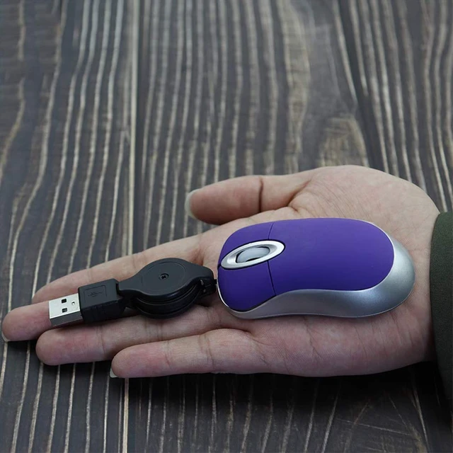 Alt view image 2 of 7 - Wired Mouse Mini Small Travel Mice with Retractable Cable Portable Compact Pocket Tiny Handheld Little Purple USB-A Mouse for Laptop PC Computer Macbook Kids Girl Boy Women Men Small Hands Gift
