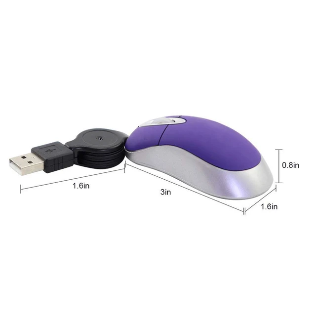 Alt view image 6 of 7 - Wired Mouse Mini Small Travel Mice with Retractable Cable Portable Compact Pocket Tiny Handheld Little Purple USB-A Mouse for Laptop PC Computer Macbook Kids Girl Boy Women Men Small Hands Gift
