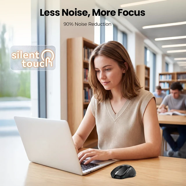Alt view image 5 of 7 - Wireless Mouse Rechargeable, 2.4G Computer Mice with USB-A Receiver | 2.4G Connection, 800mAh Battery, 3X Faster Charging, Silent Click, 6-Level 4800 DPI, Ergonomic Design for All-day Comfort
