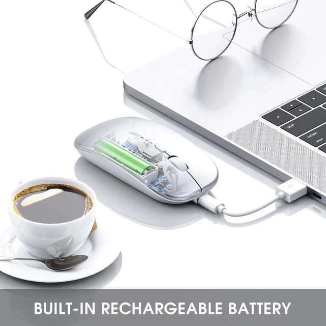 Alt view image 4 of 7 - Rechargeable Wireless Computer Bluetooth Mouse Tri-Mode | BT 5.0/4.0+2.4G, Multi-Device Slim Silent Mouse, 2400 DPI Portable Mouse for iPad MacBook Laptop Android Tablet Windows PC