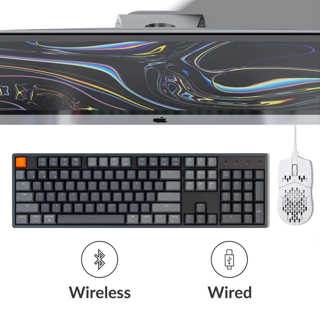 Alt view image 2 of 7 - Keychron K10 Full Size 104 Keys Bluetooth Wireless/USB Wired Mechanical Gaming Keyboard for Mac with Keychron Super Red Switch/RGB Backlight/Multitasking Computer Keyboard for Windows, Aluminum Frame