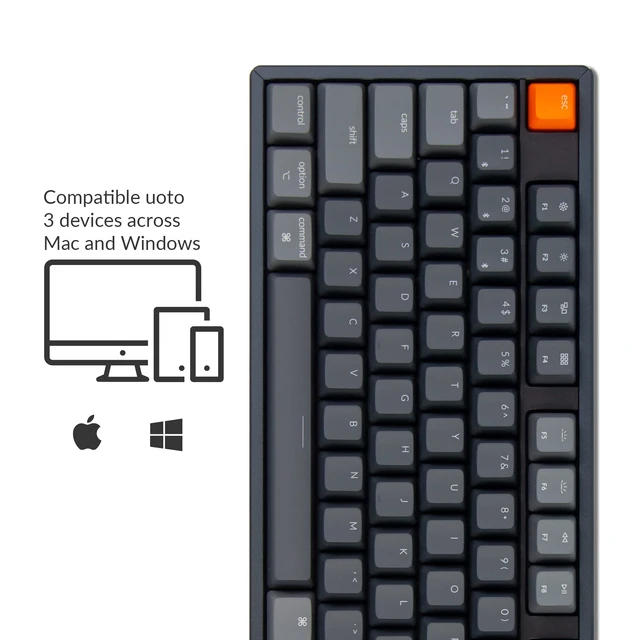 Alt view image 4 of 7 - Keychron K10 Full Size 104 Keys Bluetooth Wireless/USB Wired Mechanical Gaming Keyboard for Mac with Keychron Super Red Switch/RGB Backlight/Multitasking Computer Keyboard for Windows, Aluminum Frame