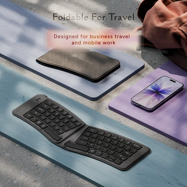 Alt view image 3 of 7 - B11 Pro Ultra-Slim Foldable Wireless Keyboard, 65% Alice Layout | Three Device Switching, 1000 Hz Polling, 2.4 GHz/Bluetooth 5.3/USB-C Wired, ZMK Programmable, Up to 138 Hours Working Time