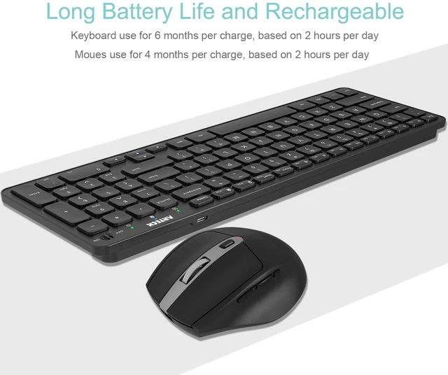 Alt view image 5 of 7 - 2.4G USB Wireless Keyboard and Mouse Combo Ultra Slim Compact Keyboard and Ergonomic Mouse for Computer Desktop PC Laptop and Windows 11/10/8/7 Build in USB-C Rechargeable Battery