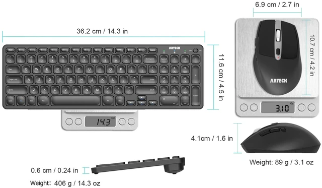 Alt view image 6 of 7 - 2.4G USB Wireless Keyboard and Mouse Combo Ultra Slim Compact Keyboard and Ergonomic Mouse for Computer Desktop PC Laptop and Windows 11/10/8/7 Build in USB-C Rechargeable Battery
