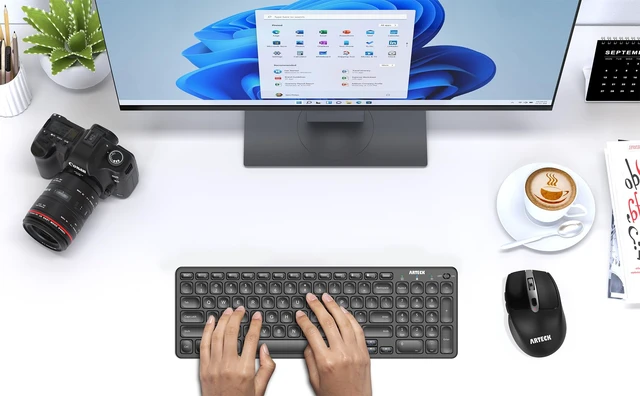 Alt view image 7 of 7 - 2.4G USB Wireless Keyboard and Mouse Combo Ultra Slim Compact Keyboard and Ergonomic Mouse for Computer Desktop PC Laptop and Windows 11/10/8/7 Build in USB-C Rechargeable Battery