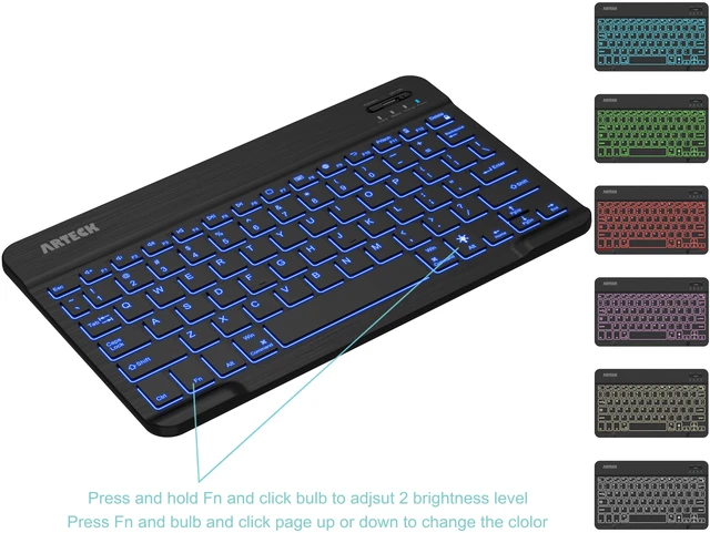 Alt view image 6 of 7 - Universal Backlit Wireless Bluetooth Keyboard for iPad, Tablet, PC