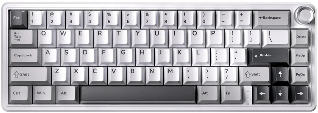 Main image of T68Pro 60% Wireless Mechanical Gaming Keyboard, QMK/VIA GasketMount, TriMode 2.4G/Bluetooth/USBC, HotSwap, Volume Knob, NorthFacing RGB-Dawn White