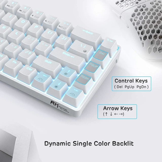 Alt view image 4 of 7 - RK68 Wireless Hot Swappable 65% Mechanical Keyboard Gaming | 68 Keys Compact BT5.0 Gaming Keyboard with Stand-Alone Arrow/Control Keys, Software Supports, Blue Backlit, RK Custom Switch