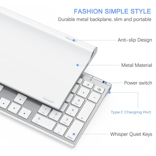 Alt view image 2 of 7 - Wireless Keyboard and Mouse, Rechargeable Ultra Slim, White Silver | Quiet Full-Size Keyboard and Mouse Combo Set, for Laptop, PC, Notebook, Desktop, 2.4GHz Stable Connection, Ideal for Office