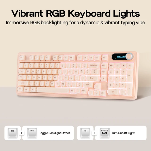 Alt view image 6 of 7 - M98 Silent Office Keyboard with Number Pad, 3 Modes Wireless | Creamy Membrane Keyboard with 5000mAh Battery for Office/Home/PC Game, Display Screen & Control Knob, RGB Backlits