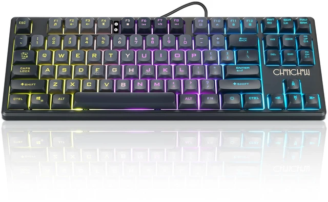 Main image of TKL Gaming Keyboard Wired, Anti Ghosting 87 Keys FPS for PC PS5 | 3-Color RGB Backlit No Software, Compact TKL 20% Space Saved, Spill-Resistant, Plug & Play for PC/Mac/PS5/Xbox