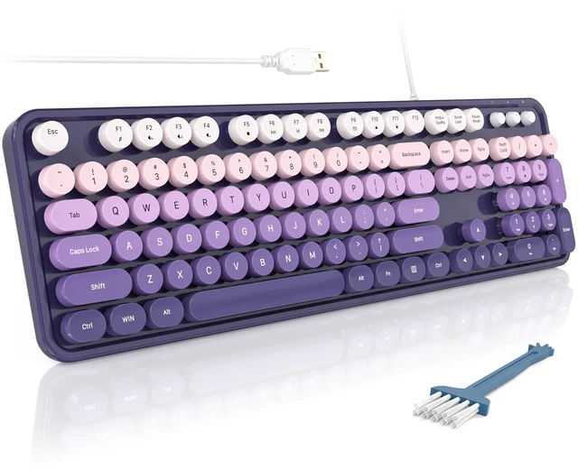 Main image of Computer Keyboards Wired, Plug Play USB Full Size Typewriter Keyboard, Cute Colorful Aesthetic Keyboard with Foldable Stands for Windows PC Laptop (Purple Gradient)