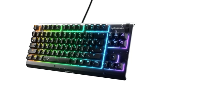 Alt view image 3 of 7 - Apex 3 TKL RGB Gaming Keyboard Tenkeyless Compact Form Factor - 8-Zone RGB Illumination IP32 Water
